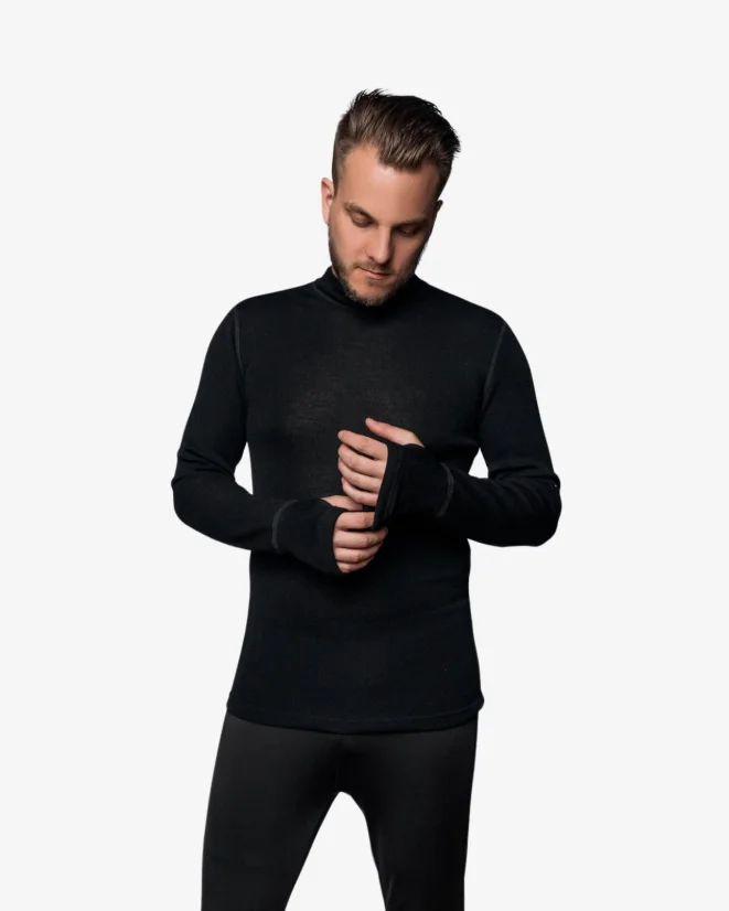 Herren-Woll-T-Shirt Merino 240 Langarm + Steh-Shirt