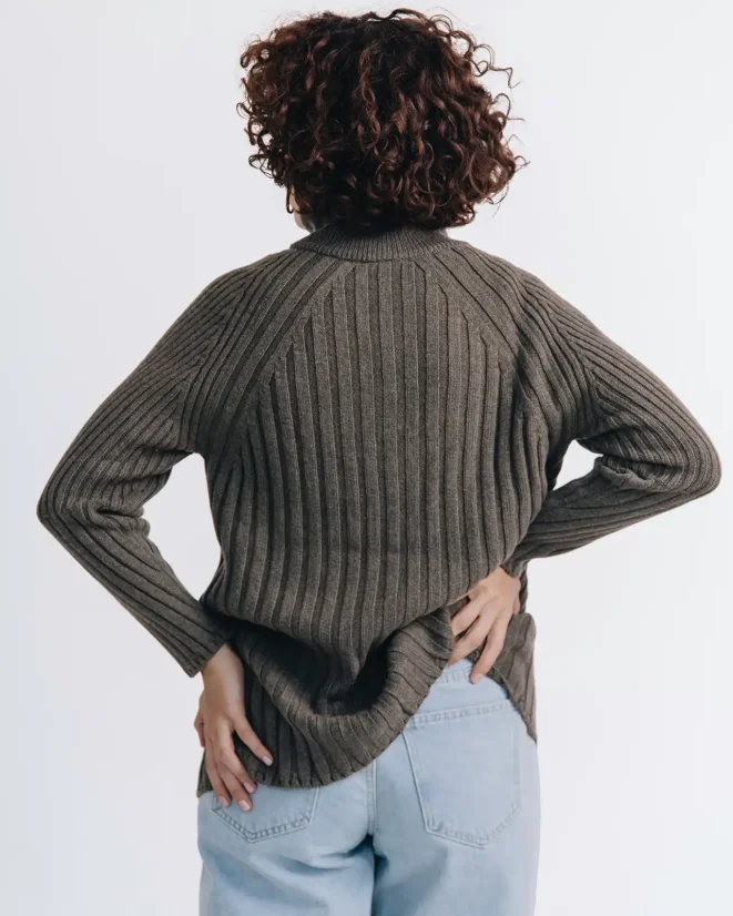 Dámský svetr stojáček se zipem Kašmír Blend - Farba: Hnedá, Veľkosť: XL-XXL