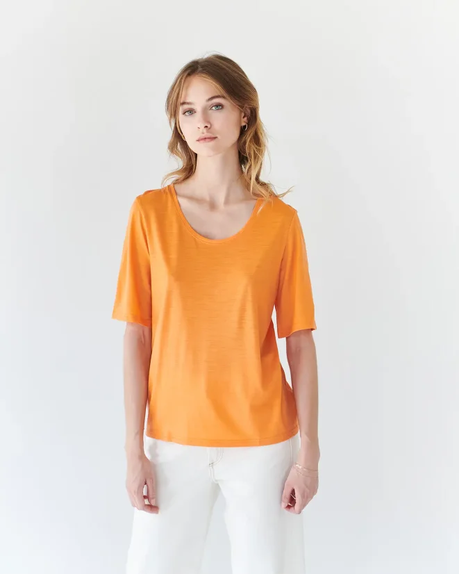 Damen T-Shirt Merino Basic 140 - Farbe: Schwarz, Größe: XXL