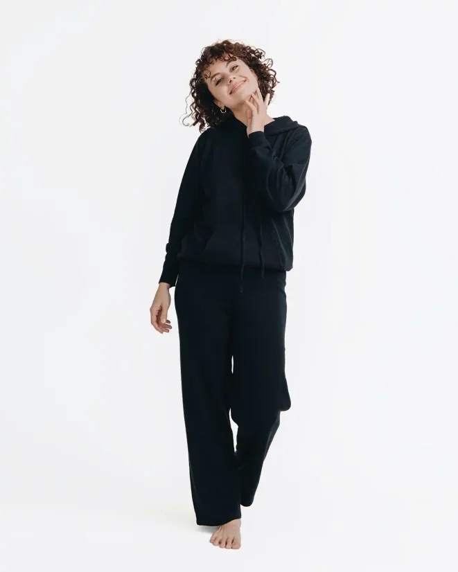 Women´s Cashmere Blend Pants - Color: Black, Size: M-L