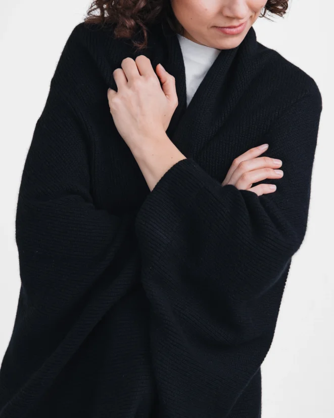 Wool Plaid Scarf with armholes