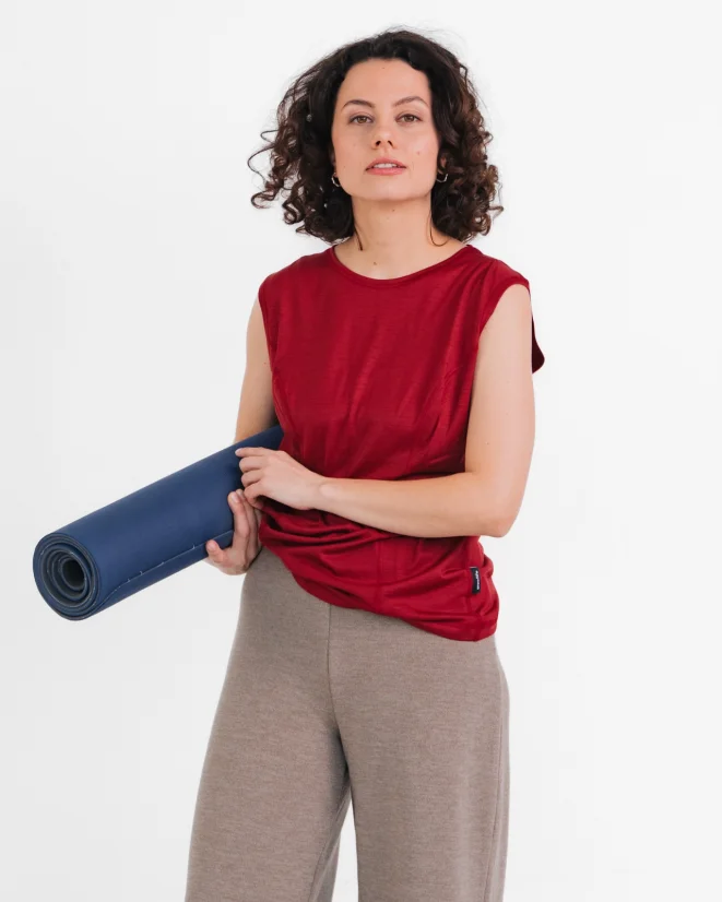 Damen Funktions Tanktop Merino 140 - Farbe: Dunkelviolett, Größe: XL