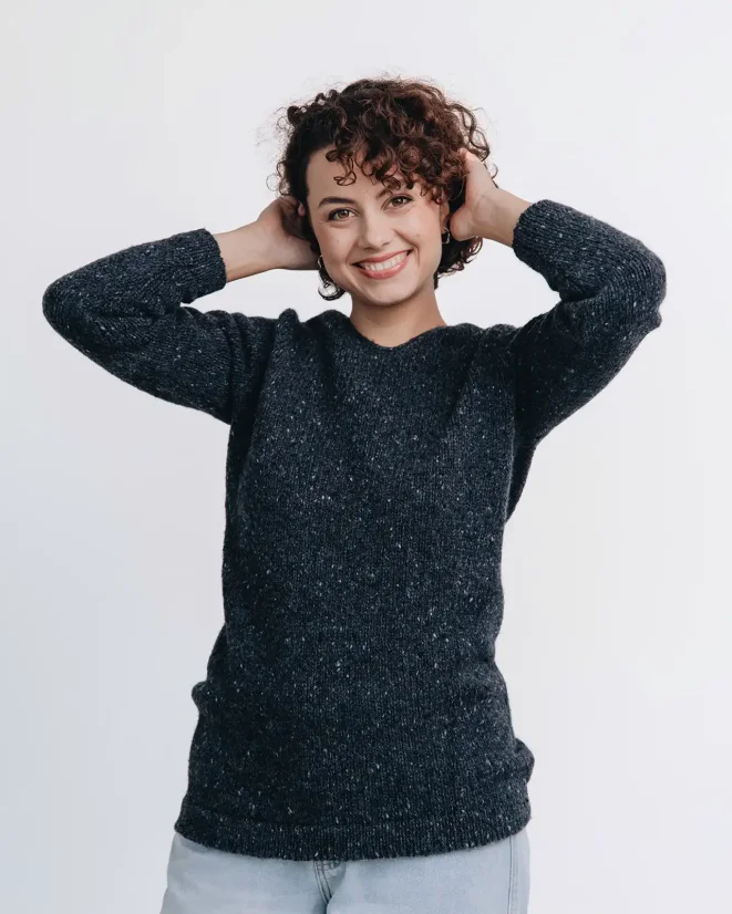 Dámský vlněný slim fit  svetr Alpaka Blend - Barva: Šedá, Velikost: M-L