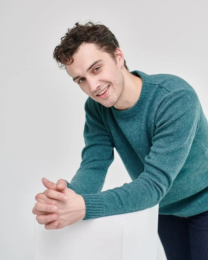 Pánsky sveter z jahňacej vlny - Farba: Žltá, Veľkosť: XL