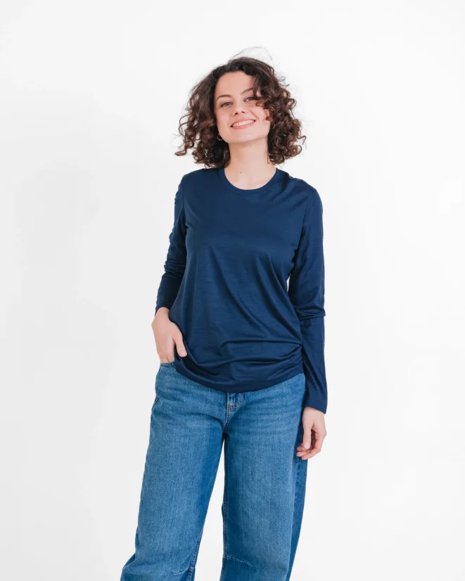 Damen Funktions T-Shirt Merino 140 - Farbe: Dunkelblau, Größe: XL