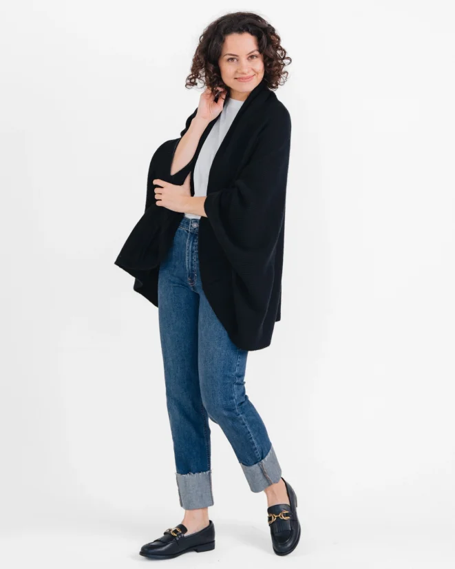 Wool Plaid Scarf with armholes