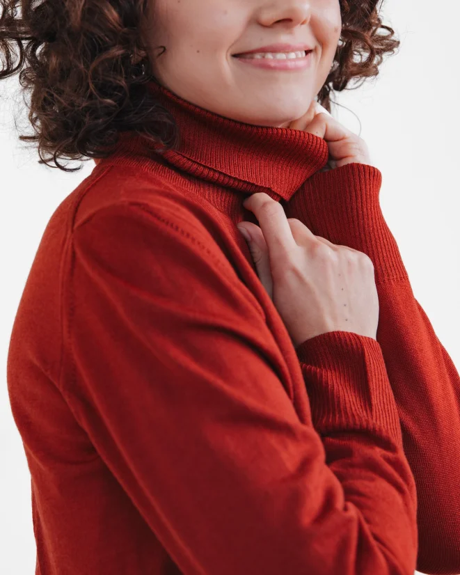 Damen Woll-Rollkragenpullover Merino - Farbe: Grau