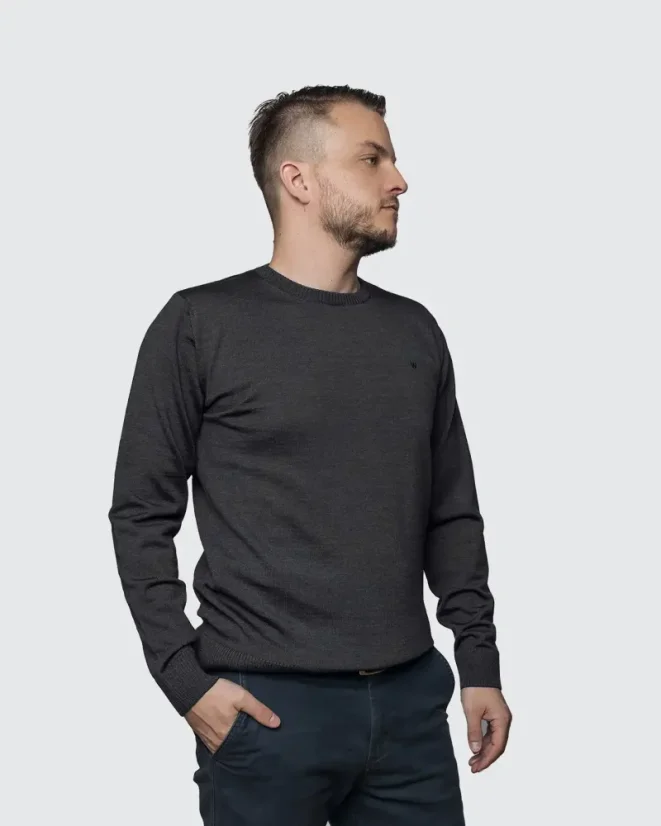 Men´s Merino Wool Sweater - Color: Antracit, Size: S