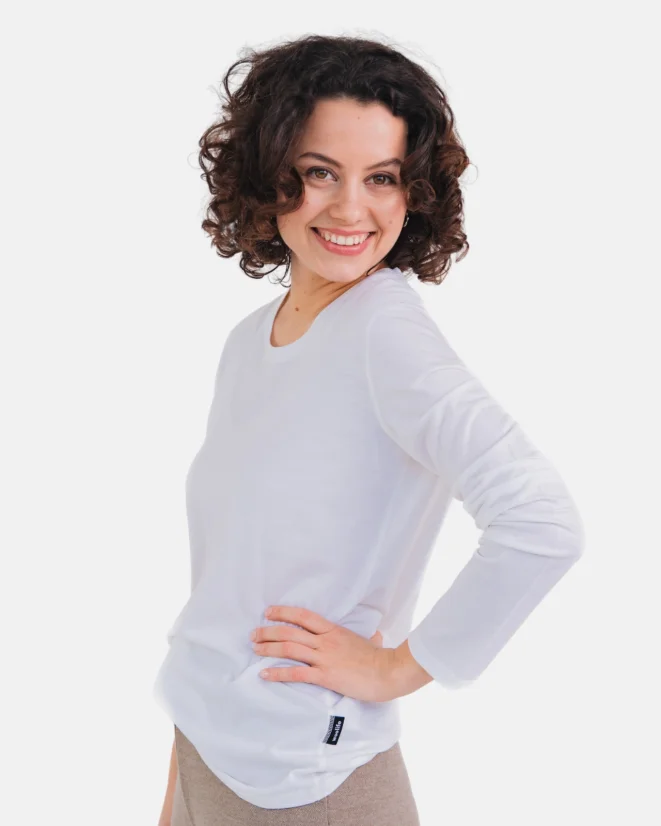 Damen Funktionshemd Merino 195 langarm Weiß - Farbe: Weiß, Größe: L