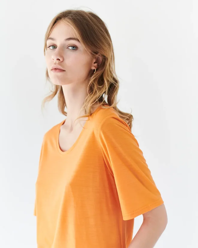 Damen T-Shirt Merino Basic 140 - Farbe: Schwarz, Größe: XXL