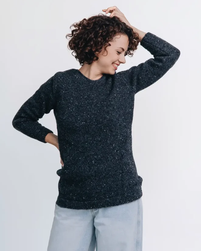 Dámský vlněný slim fit  svetr Alpaka Blend - Barva: Šedá, Velikost: M-L