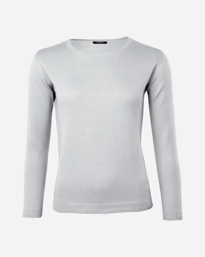 Damenpullover aus Wolle Merinomischung - Farbe: Grau, Größe: XL