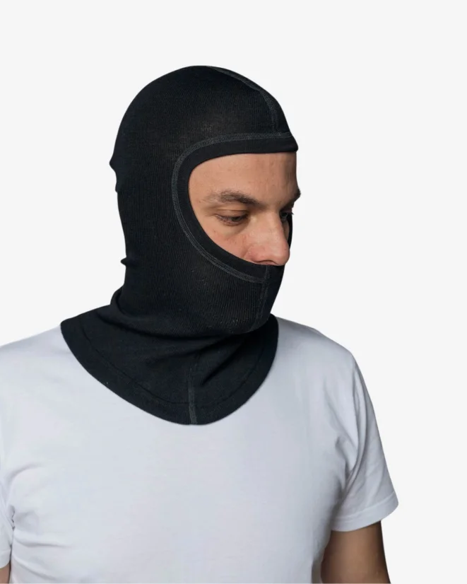 Wollsturmhaube für Herren Merino 240 Schwarz UNI
