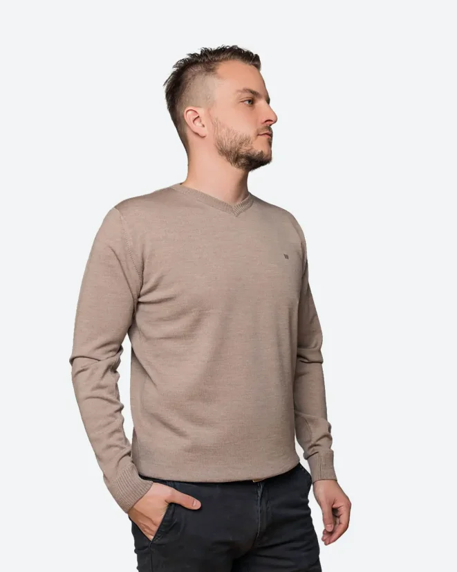 Men´s Merino wool crewneck sweater - Color: Grey, Size: XXL