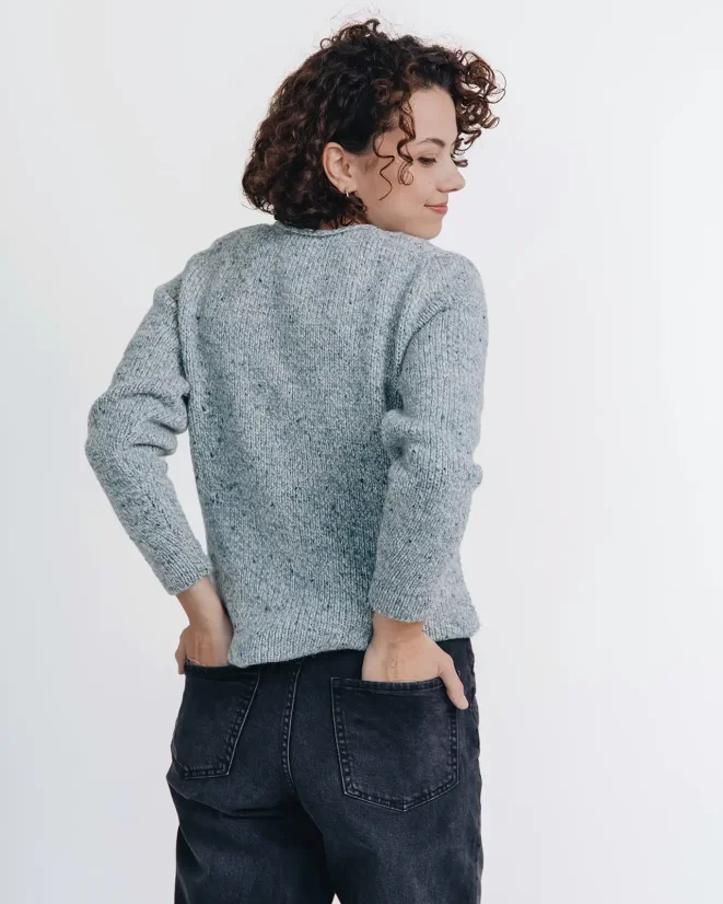 Dámský vlněný slim fit  svetr Alpaka Blend - Barva: Šedá, Velikost: M-L
