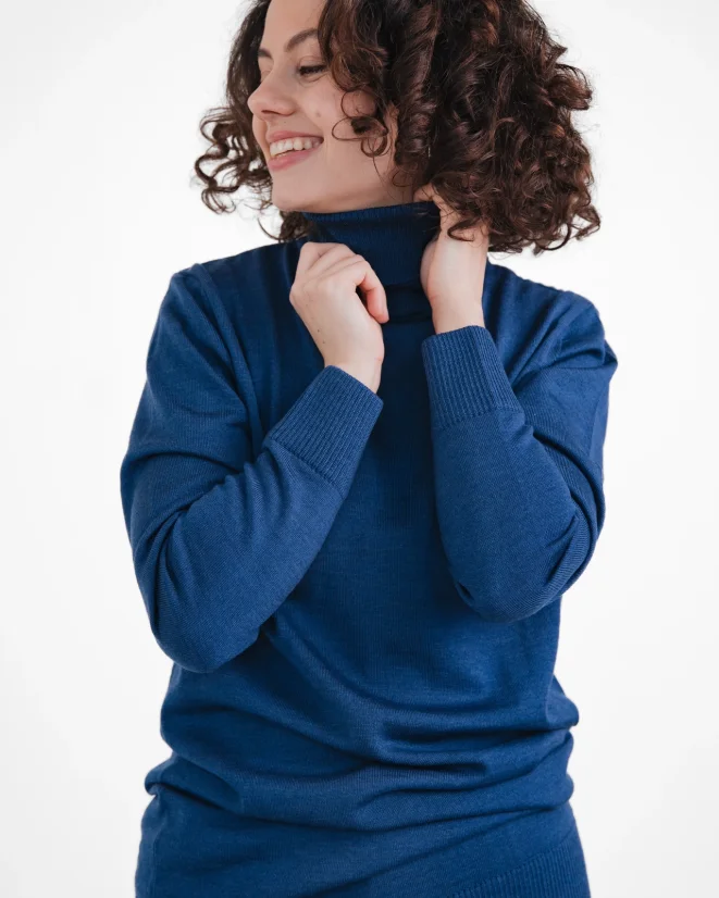 Dámsky vlnený rolák Merino Long - Farba: Čierna, Veľkosť: XS
