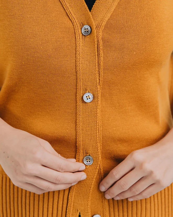 Damen Wollpullover mit Knopfleiste - Farbe: Grau, Größe: L