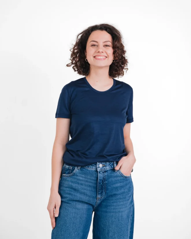 Damen Funktions T-Shirt Merino 140 - Farbe: Hellblau, Größe: XL