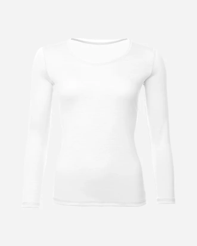 Damen Funktionshemd Merino 195 langarm Weiß - Farbe: Weiß, Größe: M