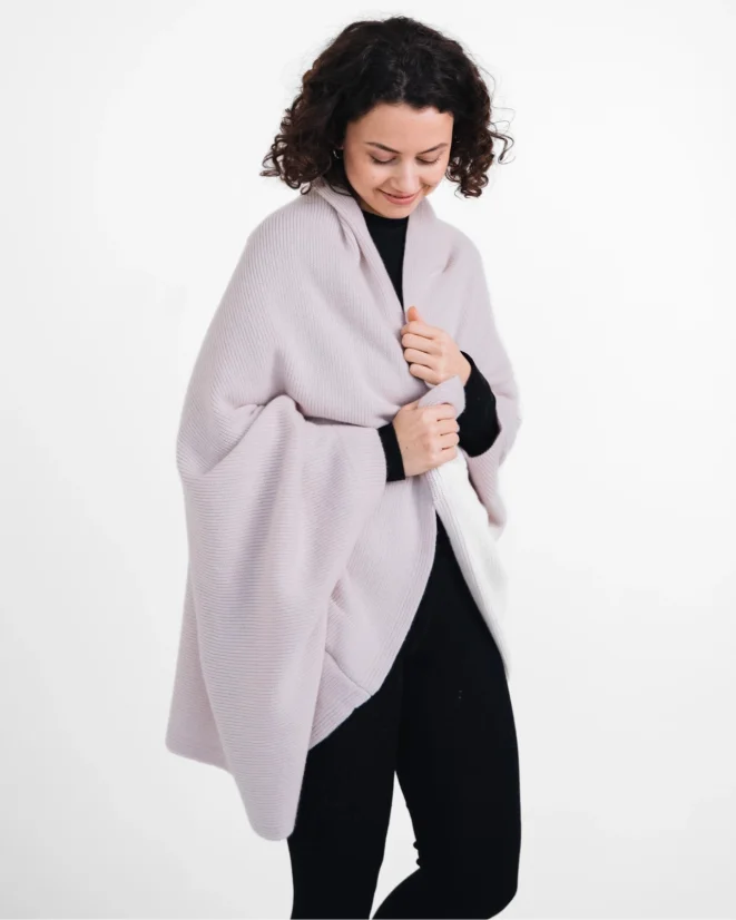 Wool Plaid Scarf with armholes