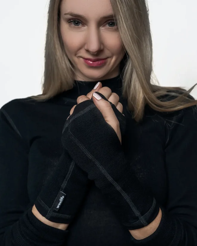 Fingerlose Handschuhe aus Wolle für Damen Merino 240 UNI