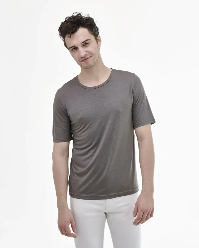Men´s T-shirt Merino Basic 140 - Color: Khaki, Size: S