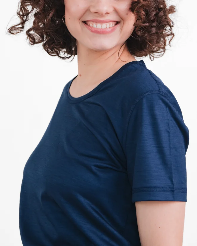 Damen Funktions T-Shirt Merino 140 - Farbe: Hellblau, Größe: XL