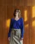 Women´s Deep Neck Wool Sweater Cashmere - Color: Orange, Size: S