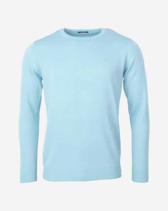 Men´s Merino Blend Wool Sweater - Color: Türkis, Size: L