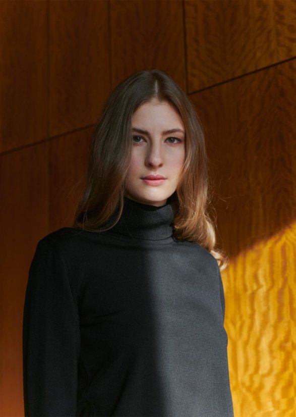 Damen Woll-Rollkragenpullover Bodywarmer - Farbe: Schwarz, Größe: M