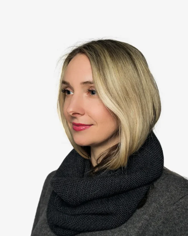 Okrągły szalik wełniany damski Merino Extra Fine czarny