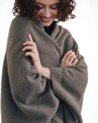 Wool Plaid Scarf with armholes