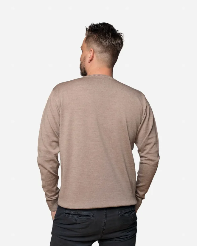 Men´s Merino wool crewneck sweater - Color: Grey, Size: XXL