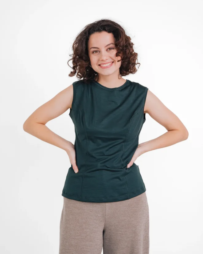 Damen Funktions Tanktop Merino 140 - Farbe: Dunkelviolett, Größe: XL