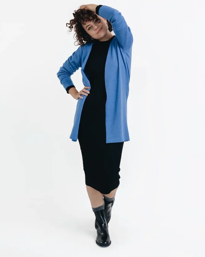 Damen 3/4 Strickjacke aus Wolle - Farbe: Schwarz, Größe: S
