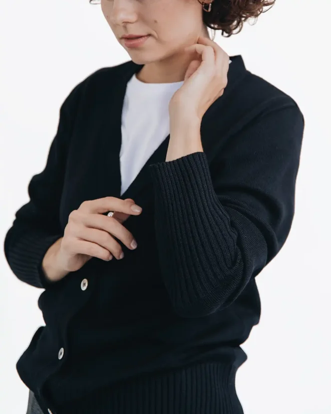 Damen Wollpullover mit Knopfleiste - Farbe: Grau, Größe: L