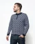 Men´s Wool Sweater WOOLIFE STAR - Color: Dark blue, white pattern, Size: XL