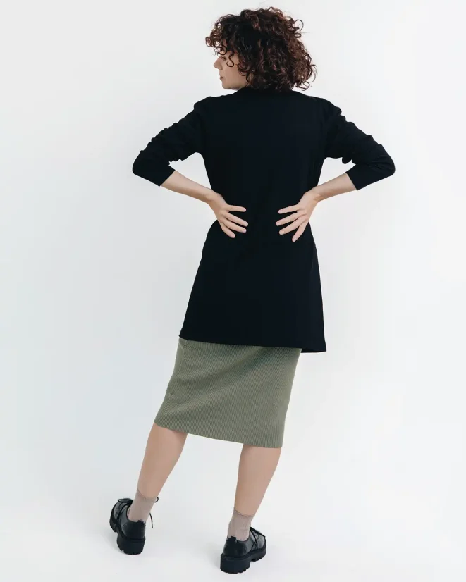 Damen 3/4 Strickjacke aus Wolle - Farbe: Schwarz, Größe: S
