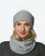 Damen-Rundschal aus Wolle + Mütze Merino Extra Fine Grau