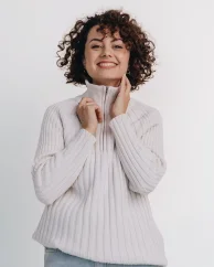 Women´s Stand-up Sweater with Zipper Cashmere Blend