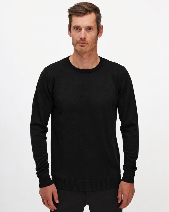 Men´s Merino Blend Wool Sweater - Color: Black, Size: S