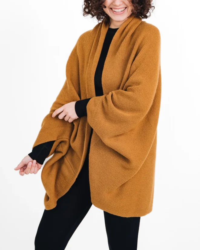 Wool Plaid Scarf with armholes