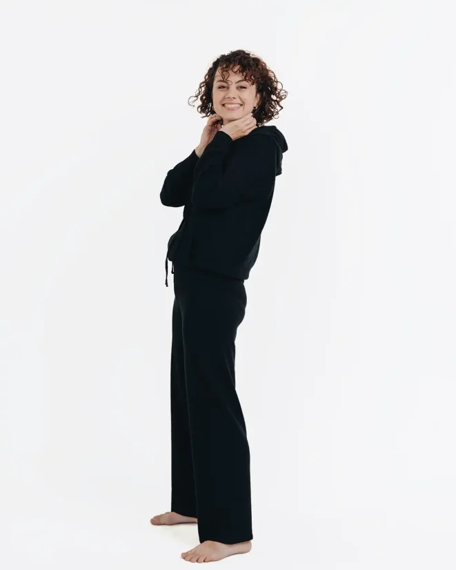 Women´s Cashmere Blend Pants - Color: Black, Size: M-L