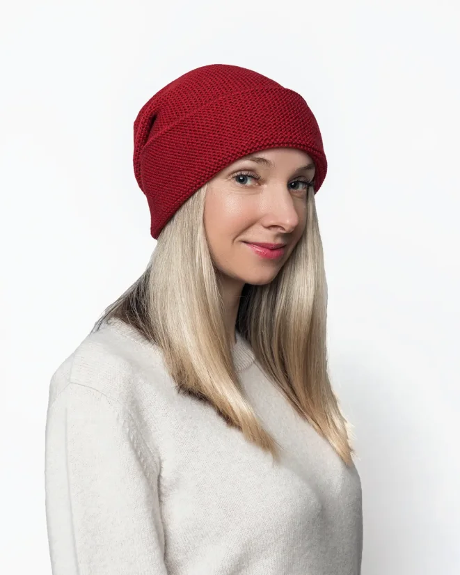 Damen-Wollmütze Merino Extra Fein Bordeaux