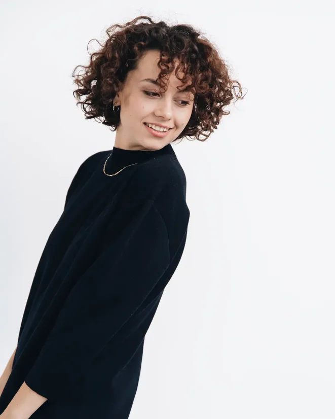 Kleid aus Wolle für Damen - Farbe: Schwarz, Größe: XS-S