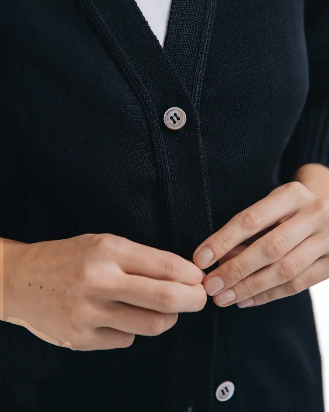 Damen Wollpullover mit Knopfleiste - Farbe: Grau, Größe: XS