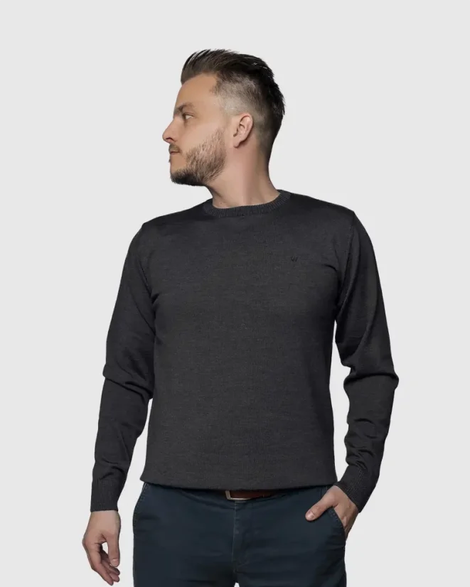 Men´s Merino Wool Sweater - Color: Antracit, Size: S