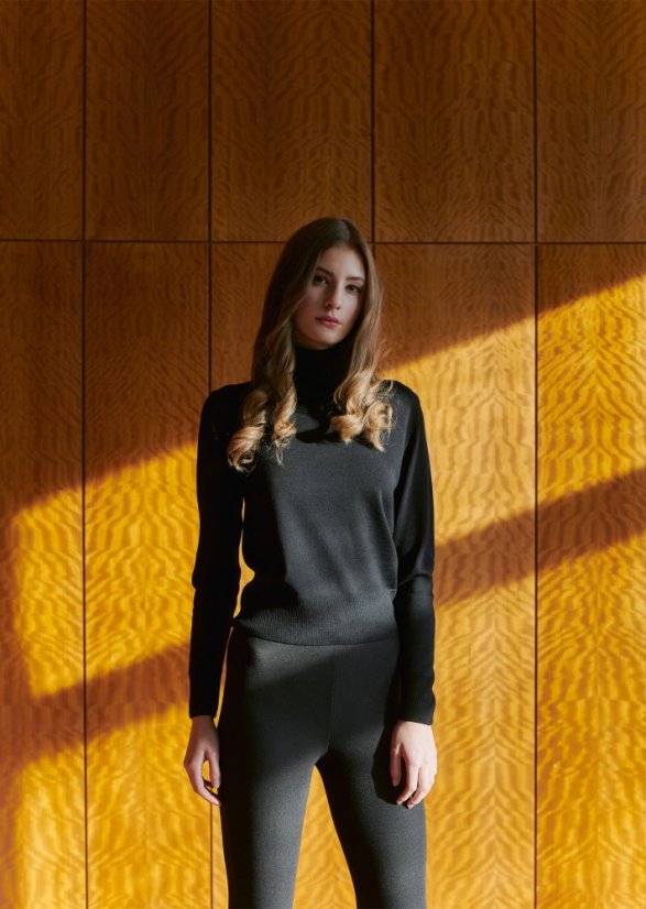 Damen Woll-Rollkragenpullover Bodywarmer - Farbe: Schwarz, Größe: M