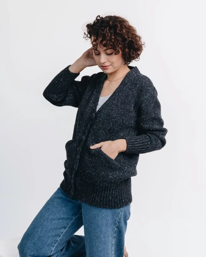 Damski wełniany kardigan Alpaca Blend - Kolor: Jasnobrązowy, Rozmiar: XS-S