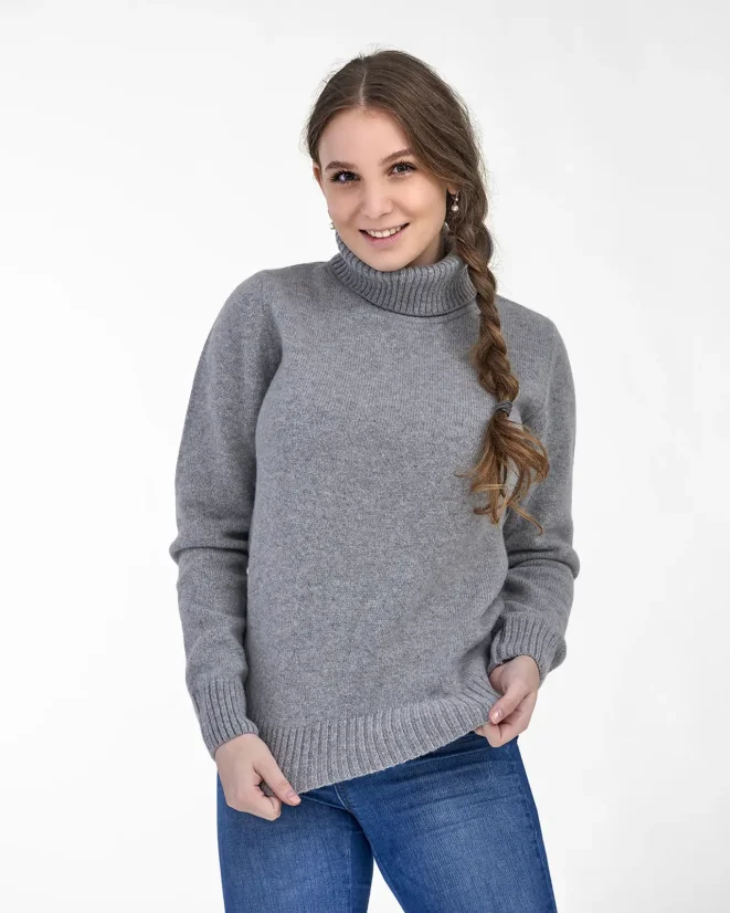 Damen-Rollkragenpullover aus Kaschmir - Farbe: Zimt, Größe: XL